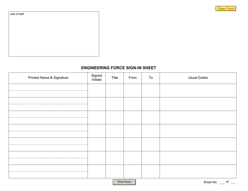 Form CONR537 Engineering Force Sign-In Sheet - New York, Page 2