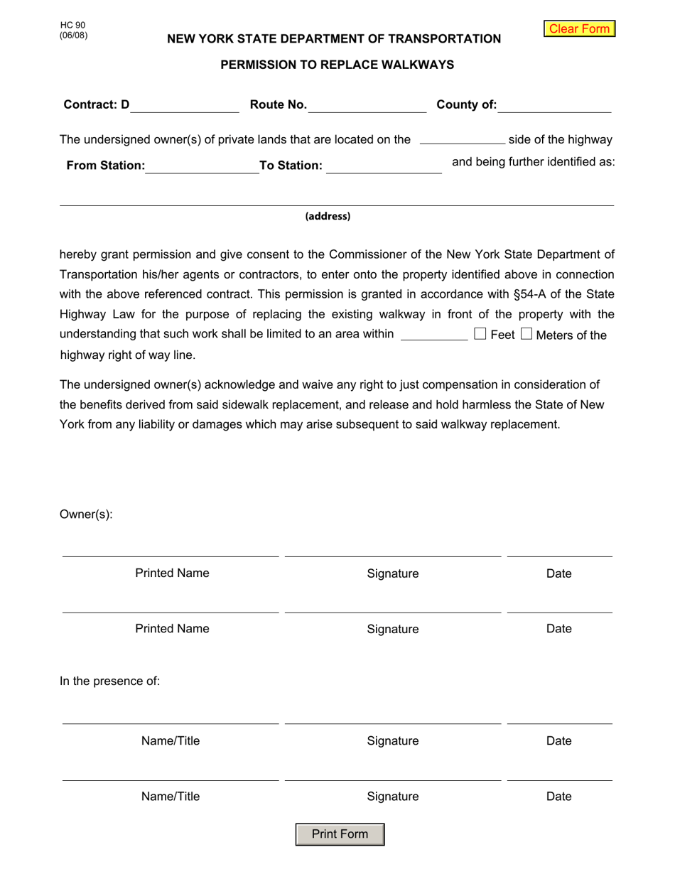 Form HC90 - Fill Out, Sign Online and Download Fillable PDF, New York ...