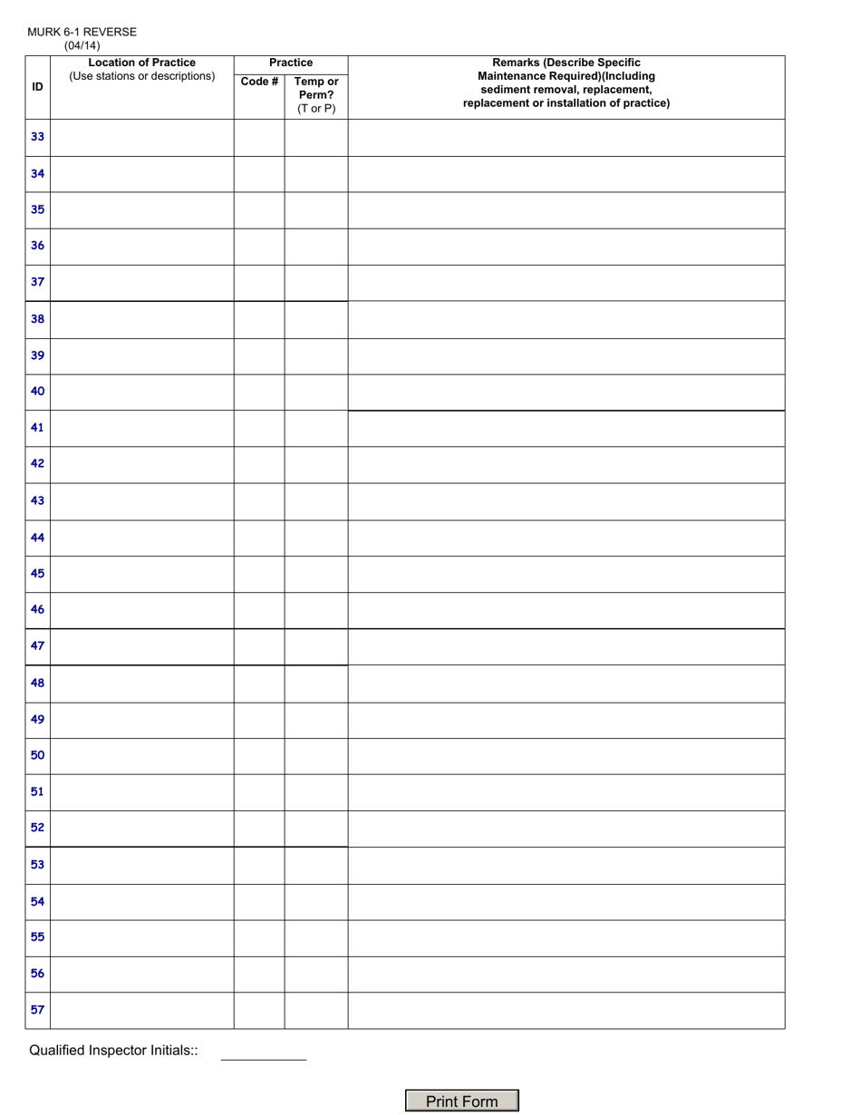 Form MURK6-1 Spdes Stormwater Inspection Report - Continuation - New York, Page 2