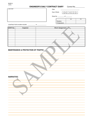 Document preview: Sample Form MURK2 Engineer's Daily Contract Diary - New York