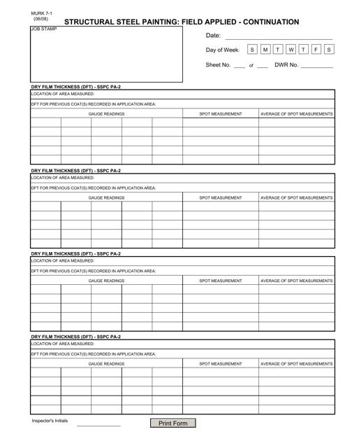 Form MURK7-1 - Fill Out, Sign Online and Download Fillable PDF, New ...