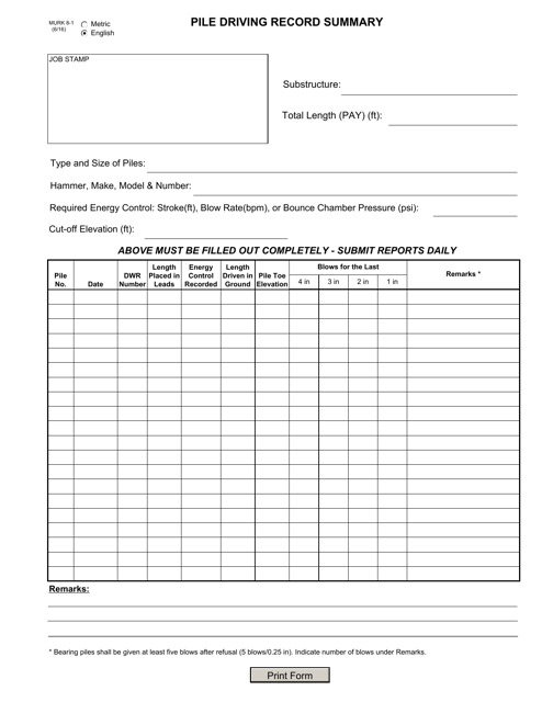 Form MURK8-1  Printable Pdf