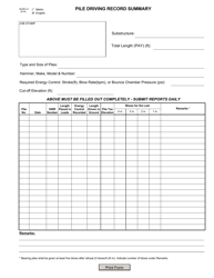 Form MURK8-1 Download Fillable PDF or Fill Online Pile Driving Record ...