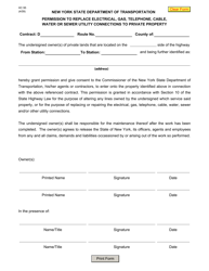 Document preview: Form HC95 Permission to Replace Electrical, Gas, Telephone, Cable, Water or Sewer Utility Connections to Private Property - New York