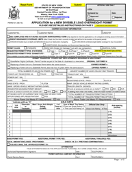 Document preview: Form PERM61 Application for a New Divisible Load Overweight Permit - New York