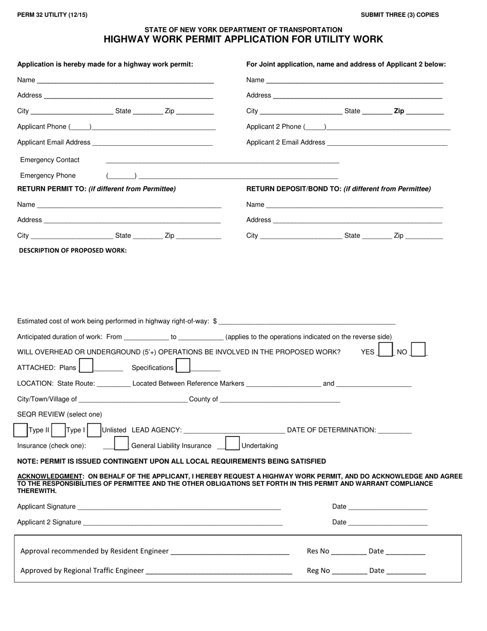 Form PERM32 - Fill Out, Sign Online and Download Fillable PDF, New York ...