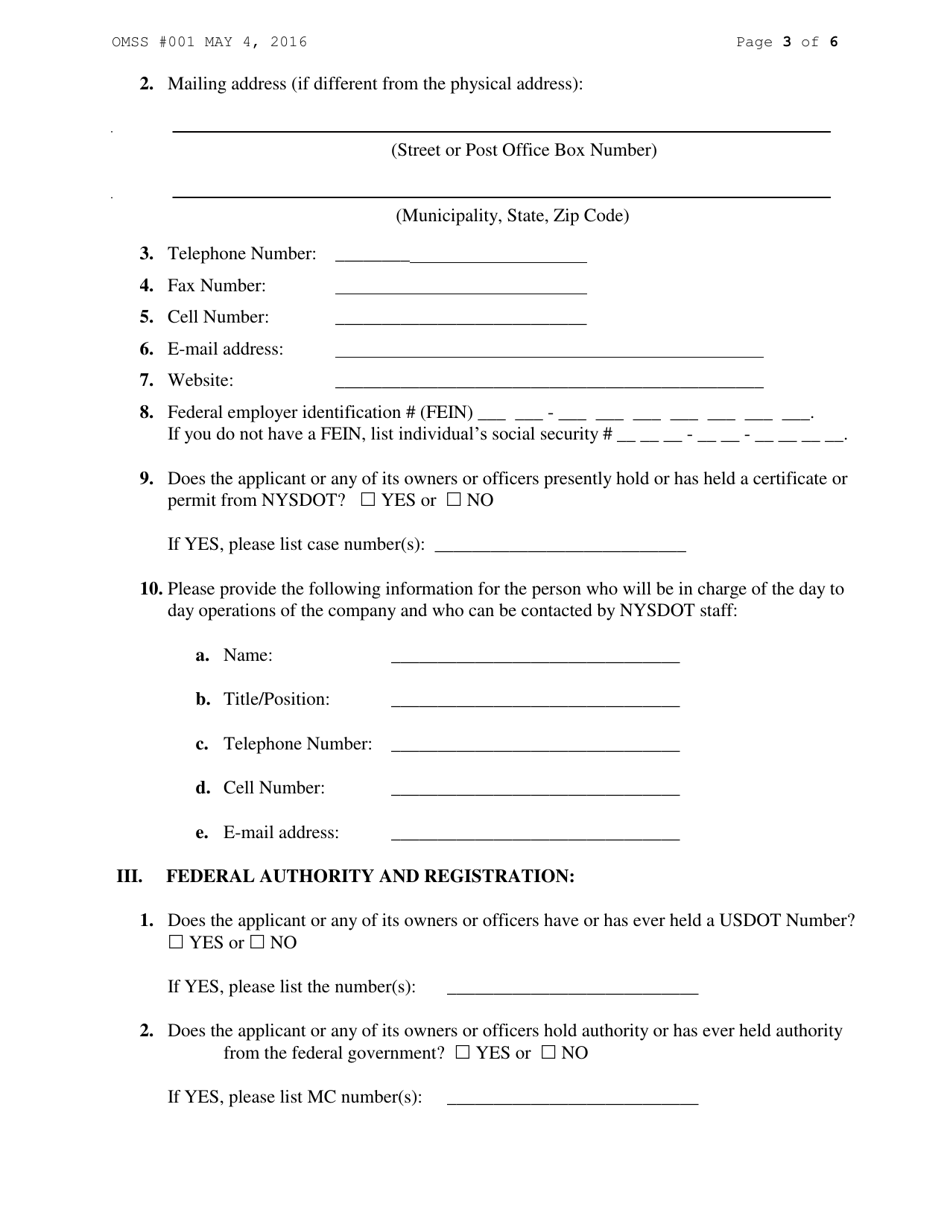 Form RA52 Application to Transport Passengers in Charter Service - New York, Page 3