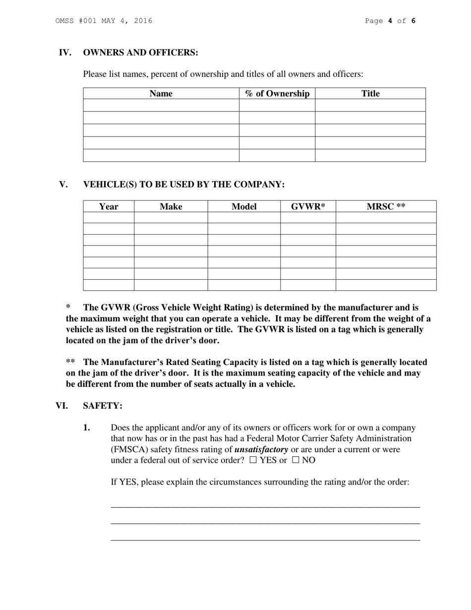 Form RA52 Application to Transport Passengers in Charter Service - New York, Page 4