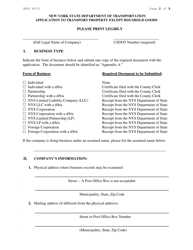 Form RA61 Application to Transport Property Except Household Goods - New York, Page 2