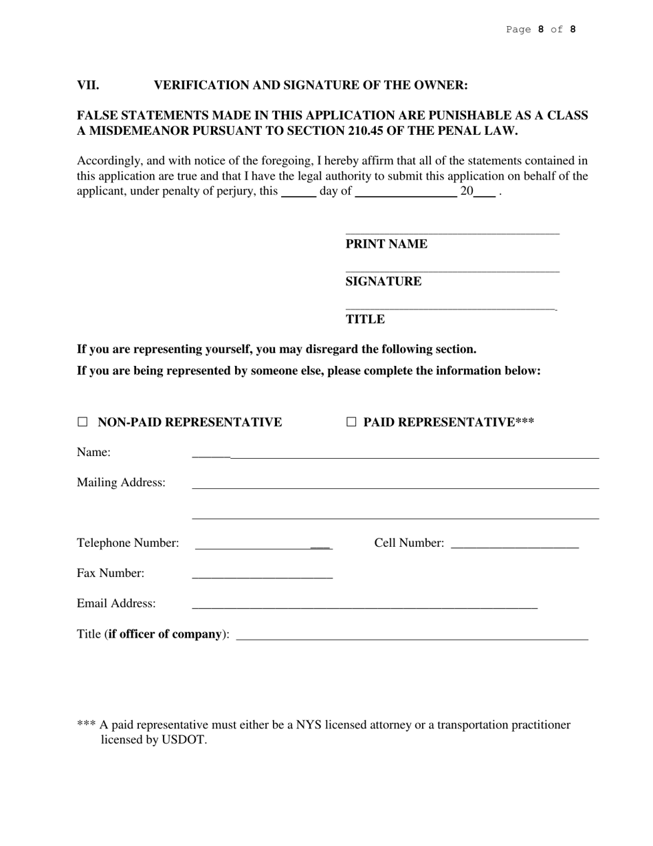 Application to Transport Household Goods - New York, Page 8