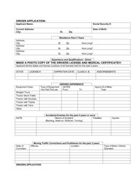 Driver Application for Employment - New York