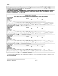 Driver Application for Employment - New York, Page 2