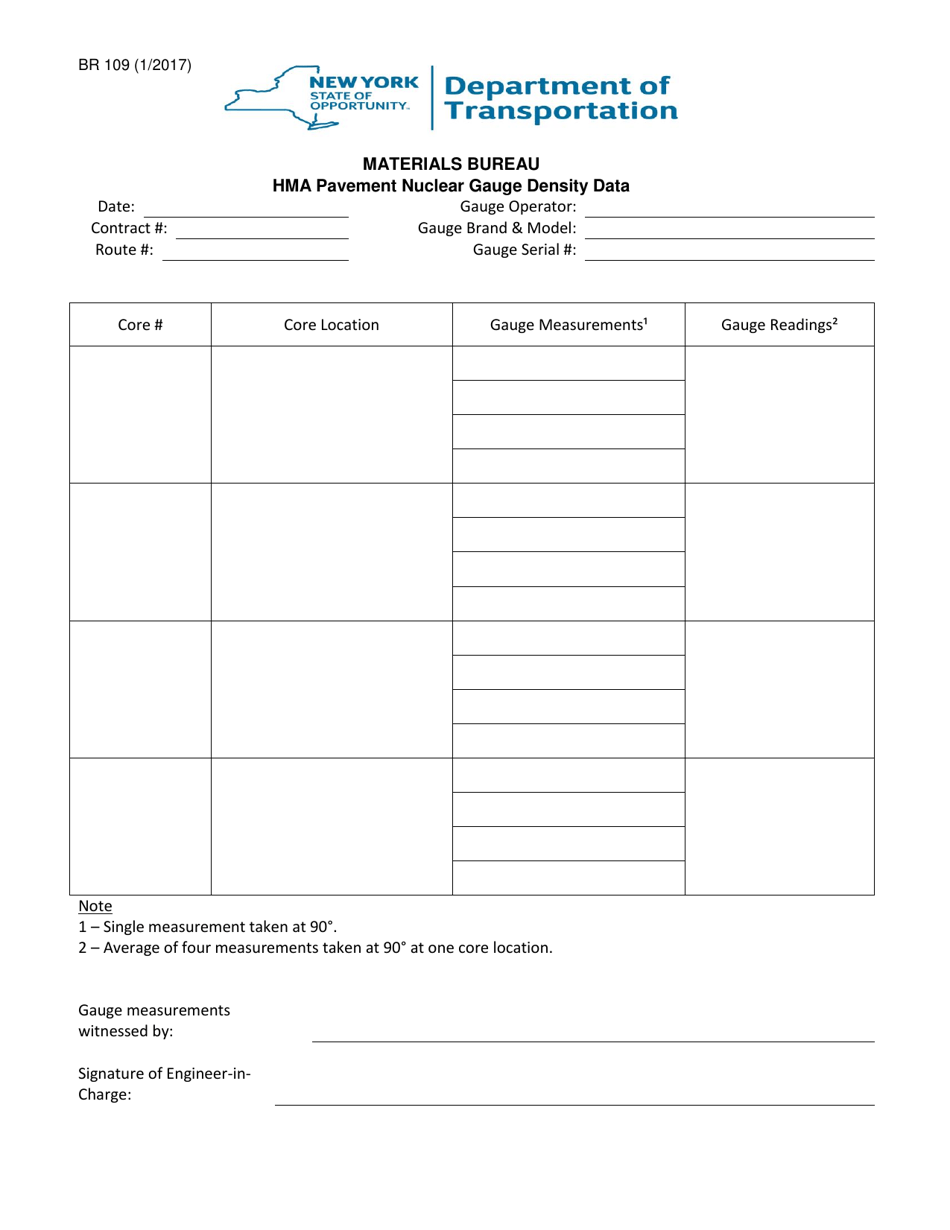 Form BR109 Download Printable PDF or Fill Online Hma Pavement Nuclear ...