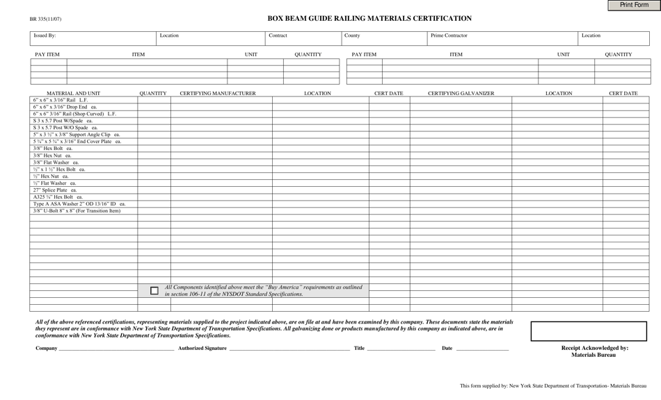 Form BR335 - Fill Out, Sign Online and Download Fillable PDF, New York ...