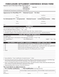 Document preview: Foreclosure Settlement Conference Intake Form - New York