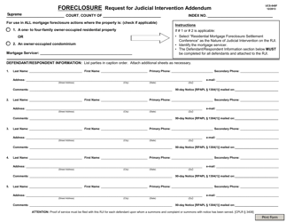 Document preview: Form UCS-840F Foreclosure Request for Judicial Intervention Addendum - New York