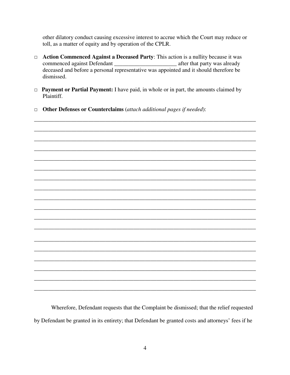 Verified Answer to Foreclosure Complaint - New York, Page 4