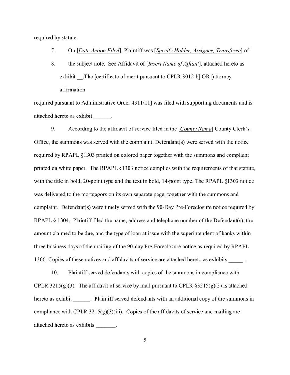 Notice of Motion to Confirm Reference Report and for a Judgment of Foreclosure and Sale - New York, Page 5