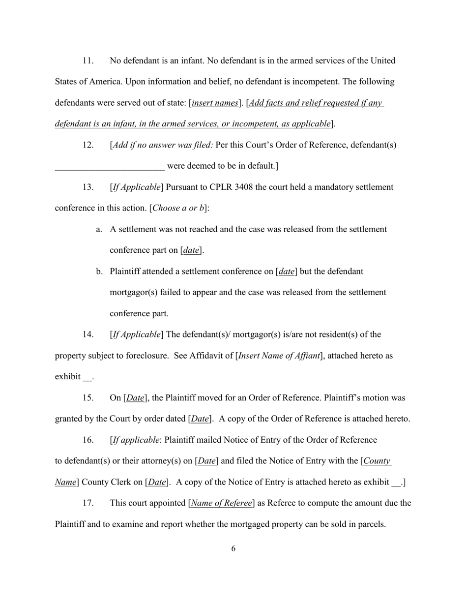 Notice of Motion to Confirm Reference Report and for a Judgment of Foreclosure and Sale - New York, Page 6