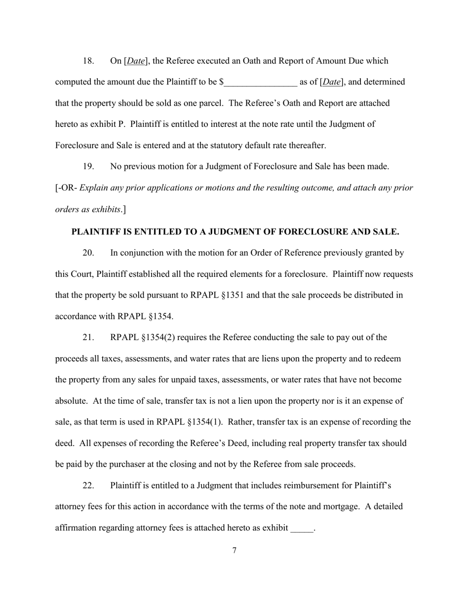 Notice of Motion to Confirm Reference Report and for a Judgment of Foreclosure and Sale - New York, Page 7