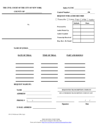 Document preview: Form CIV-LT-90 Request for Audio Record - New York City