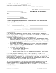 Document preview: Demand for Trial De Novo - Suffolk County, New York