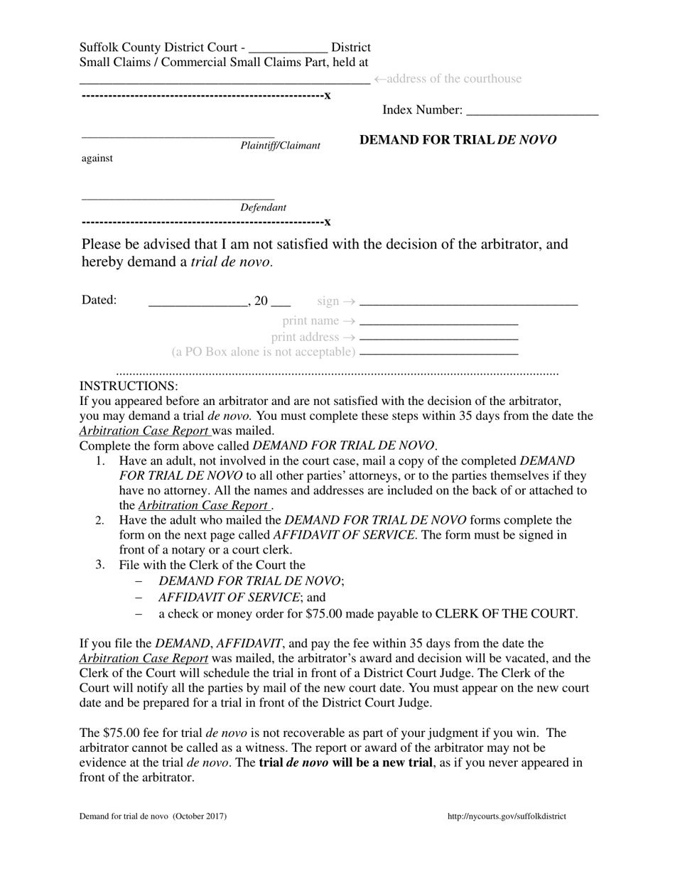 Demand for Trial De Novo - Suffolk County, New York, Page 1