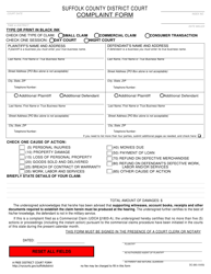 Form DC-283 Complaint Form - Suffolk County, New York