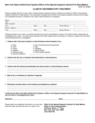 Form UCS-18 &quot;Claim of Discriminatory Treatment&quot; - New York