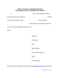Document preview: Form AD-EF-03D Revocation of Authorization for Electronic Filing - Managing Attorney - New York