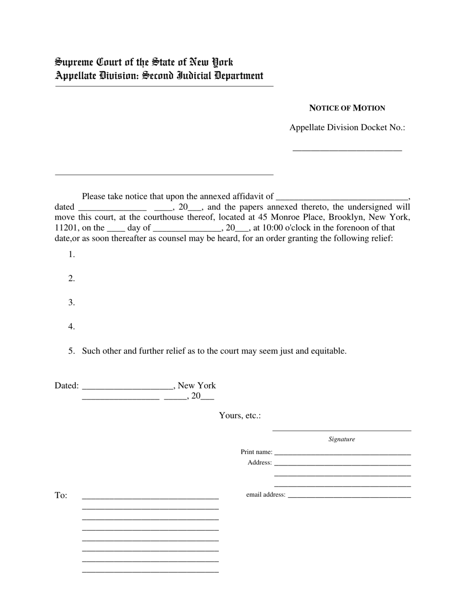 New York Notice of Motion Fill Out Sign Online and Download PDF