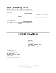 Document preview: Record on Appeal - New York