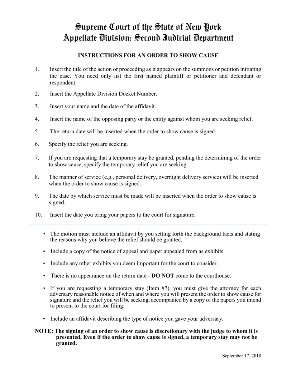 Download Instructions for Order to Show Cause PDF Templateroller