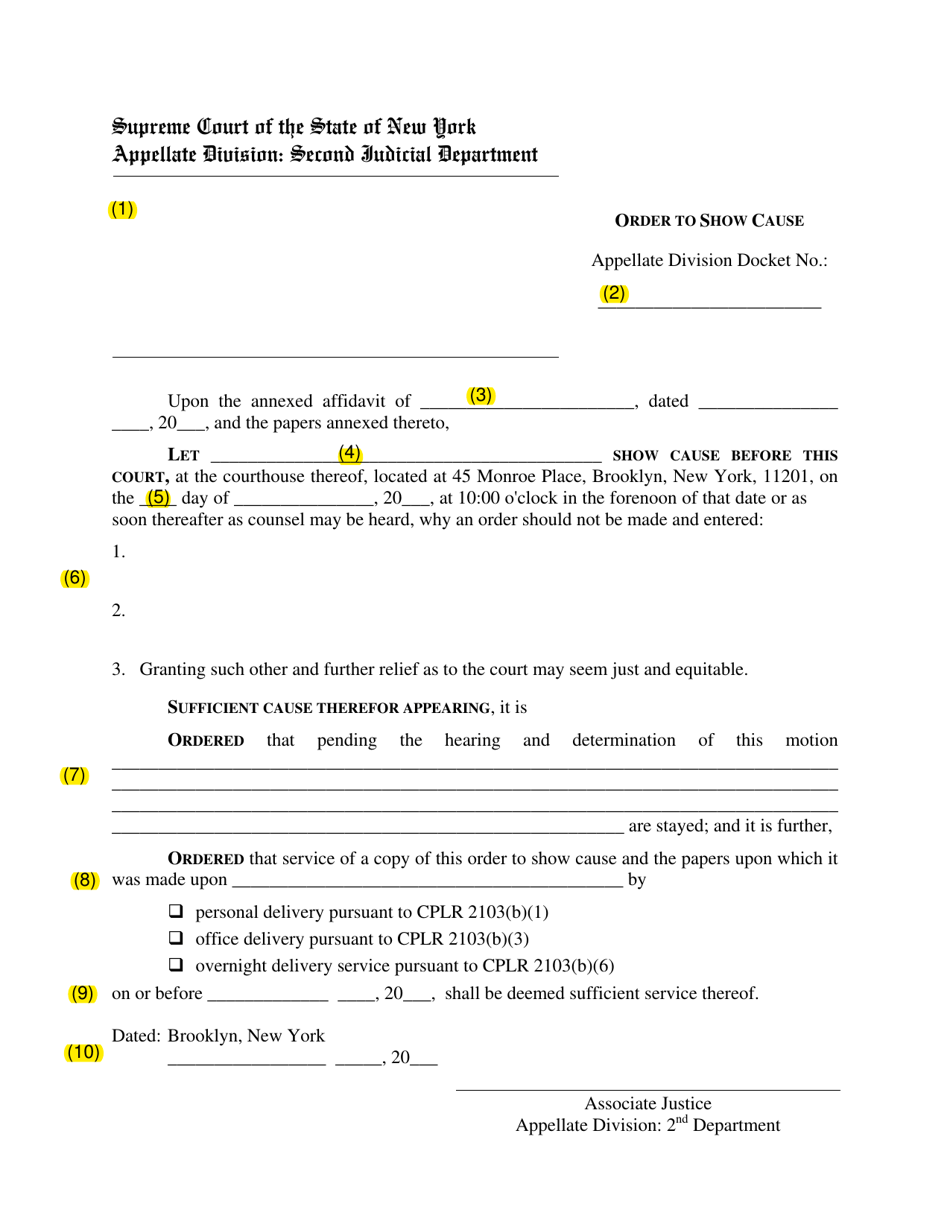 Instructions for Order to Show Cause - New York, Page 2