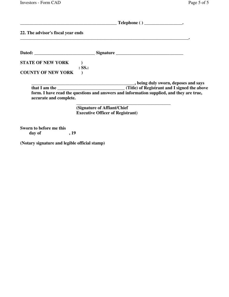 Form CADV Commodity Investment Advisor Statement - New York, Page 5