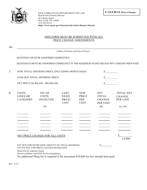 Form C-11/CD-11 Price Increase Form - New York