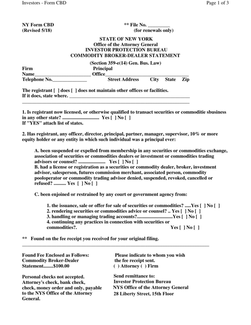 Form CBD  Printable Pdf