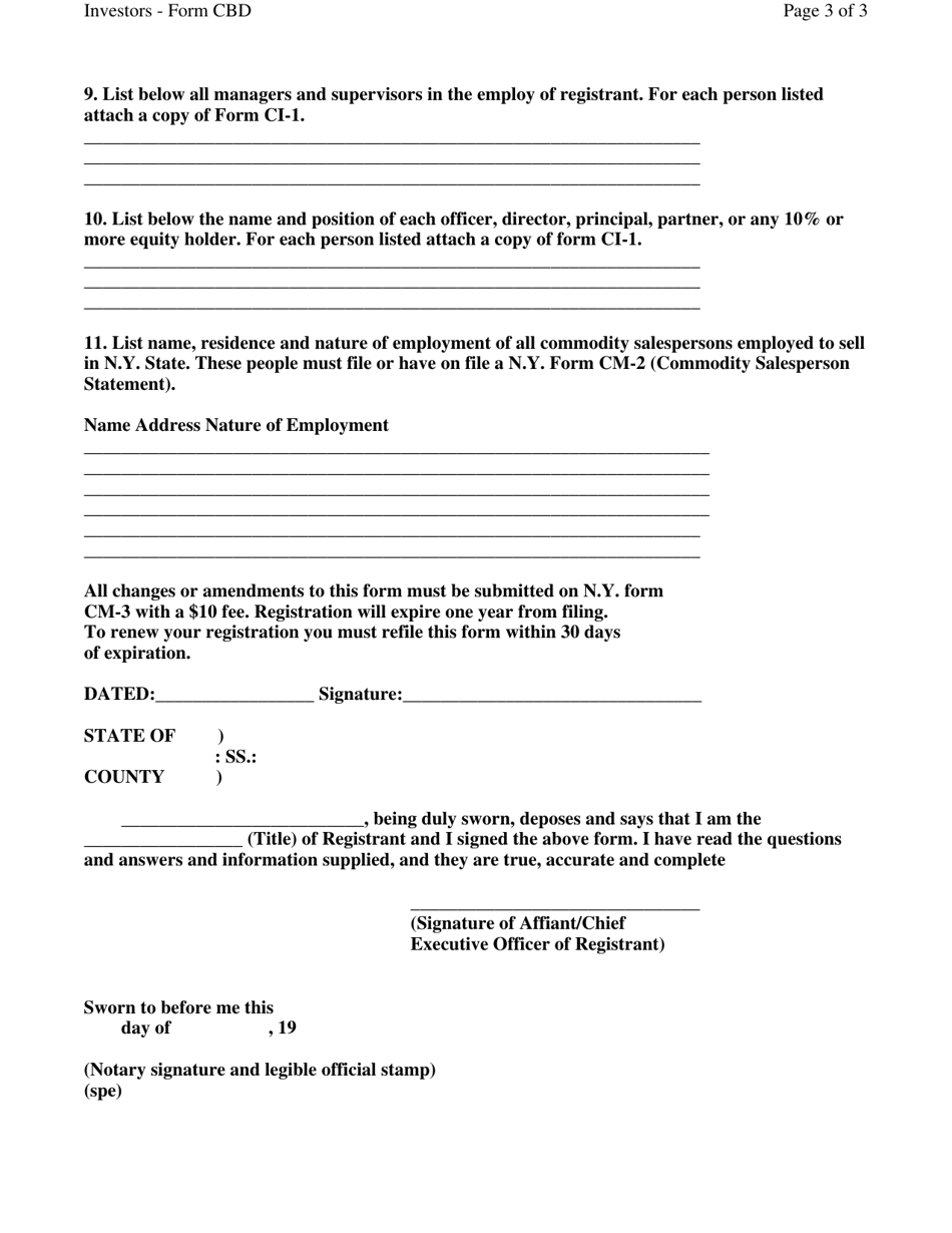 Form CBD Commodity Broker-Dealer Statement - New York, Page 3