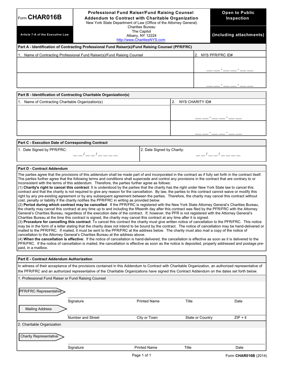 Form CHAR016 Professional Fund Raiser / Fund Raising Counsel Contract Certification - New York, Page 2