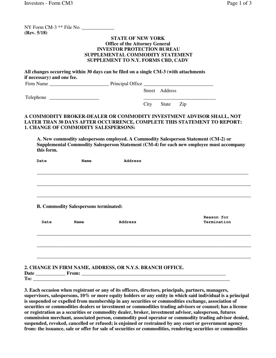 Form CM-3 - Fill Out, Sign Online and Download Printable PDF, New York ...