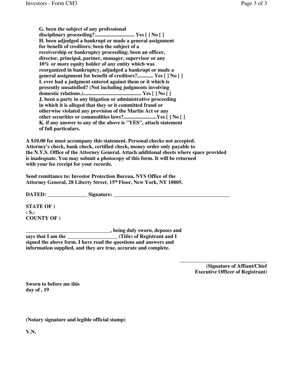 Form CM-3 Supplemental Commodity Statement - New York, Page 3