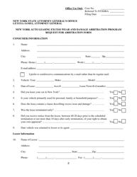 Form CFB006 Excess Wear &amp; Damage Lemon Law Request for Arbitration Form - New York, Page 2