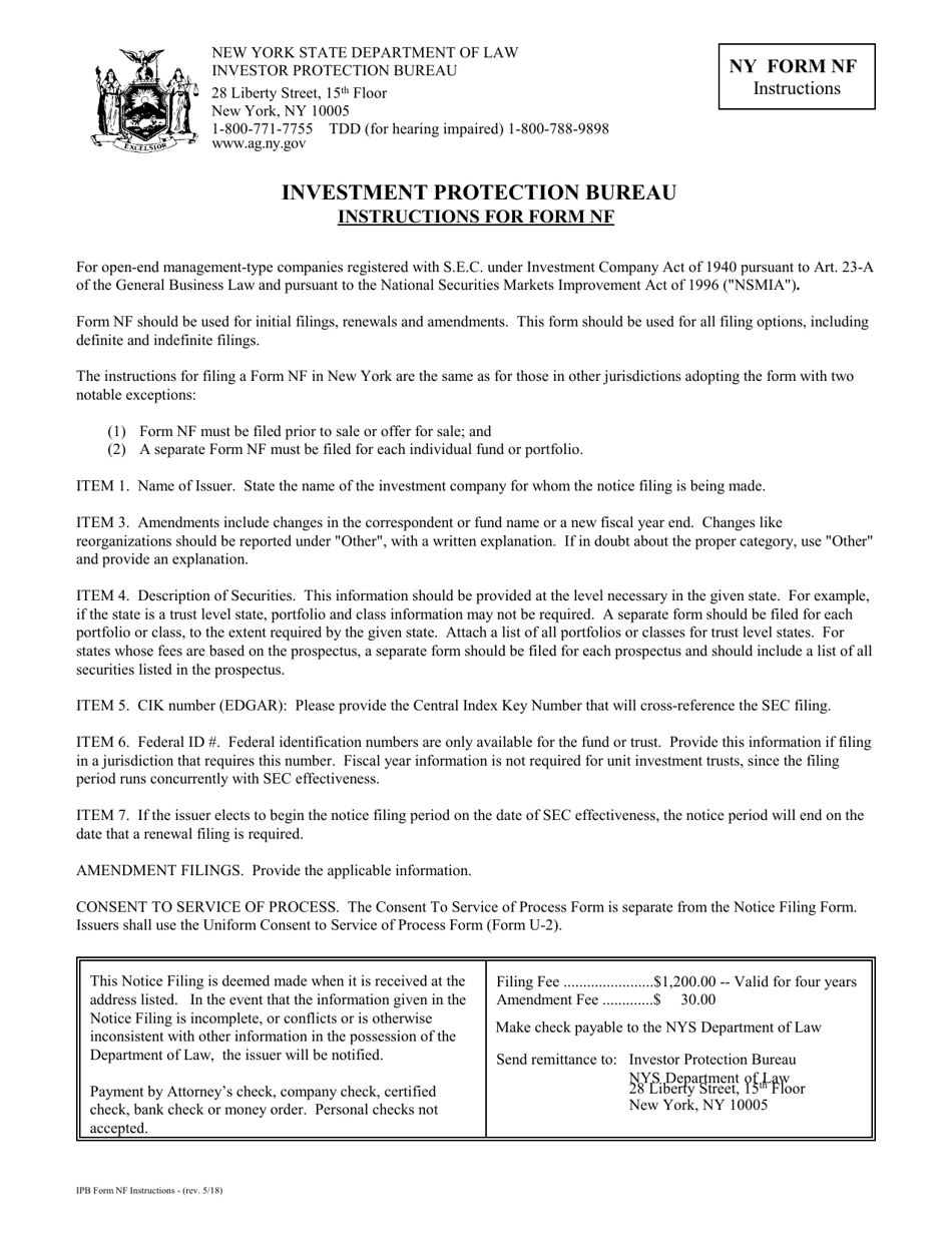 Form NF Uniform Investment Company Notice Filing - New York, Page 1