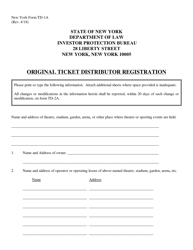 Form TD-1A Original Ticket Distributor Registration - New York