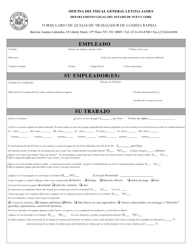 Document preview: Formulario LB001FF Formulario De Quejas De Trabajador De Comida Rapida - New York (Spanish)