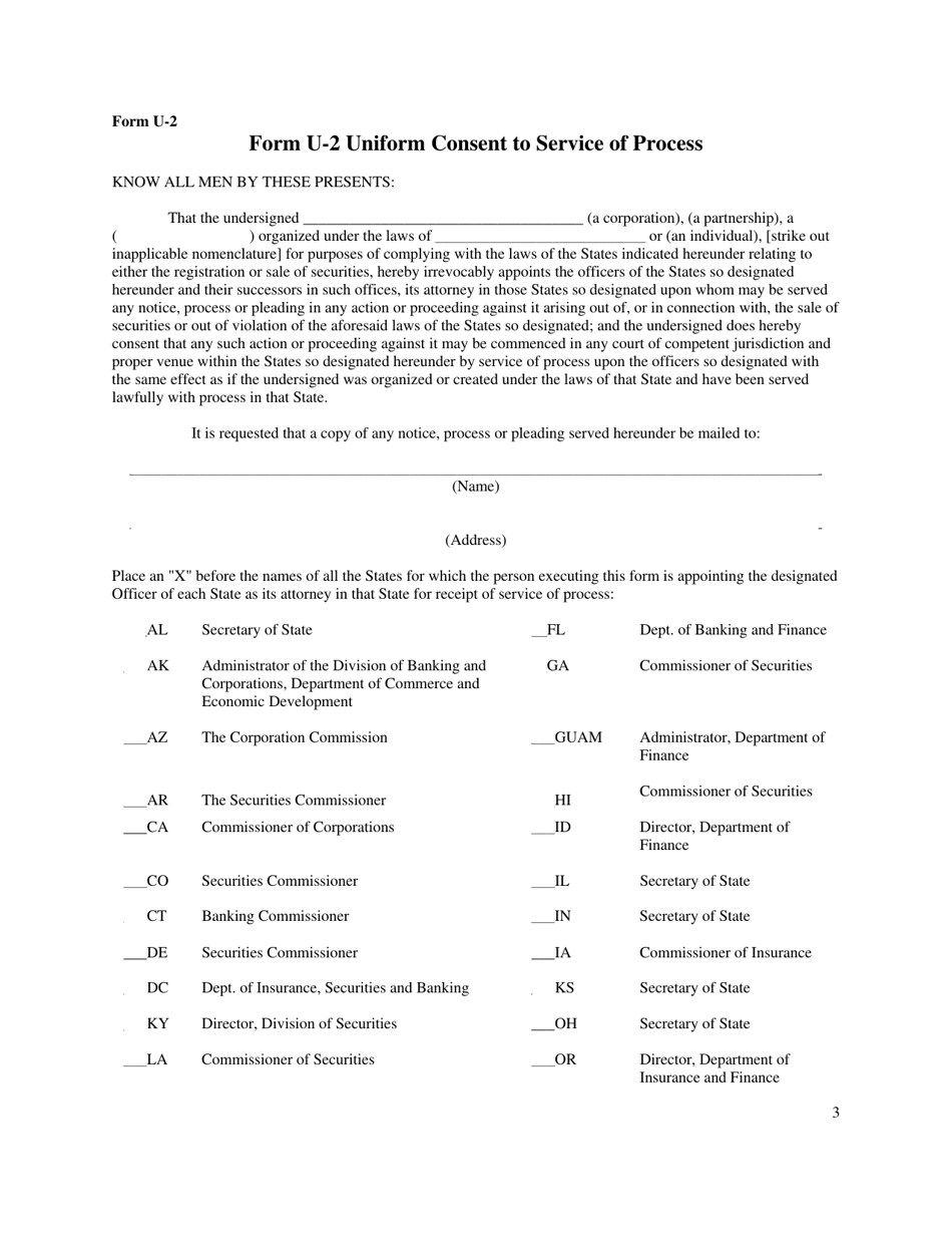 Form U-2 Consent to Service of Process - New York, Page 3