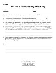 Form CF-19 Application for Electronic Filing Exemption - New York, Page 2