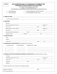 Form CF-02 Type 9 Authorized Multi-Candidate Committee Campaign Finance Registration Form - New York