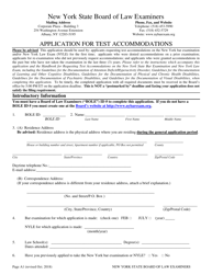 Application for Test Accommodations - New York