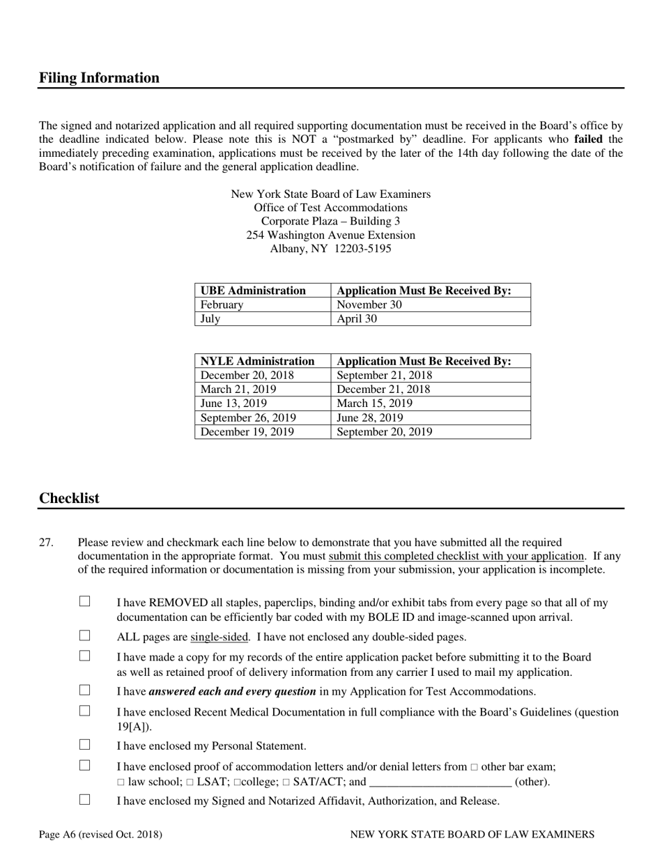 Application for Test Accommodations - New York, Page 6